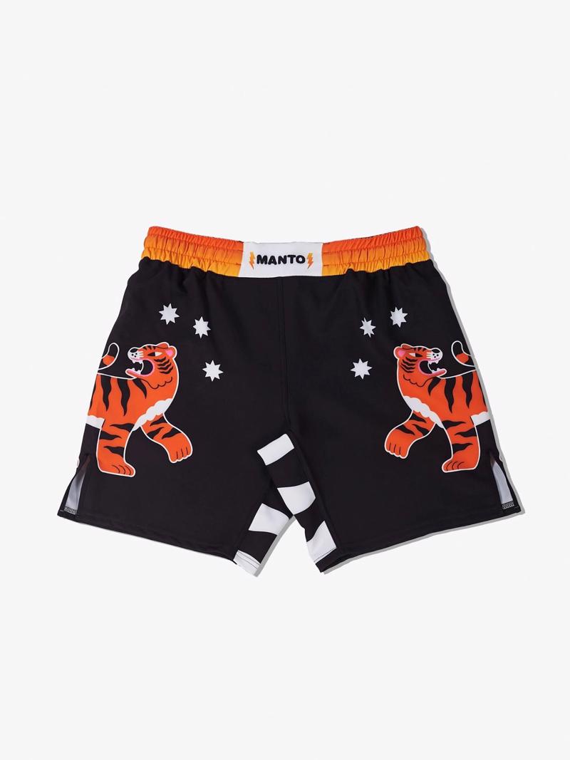 MANTO tigers tail FIGHT SHORTS-black